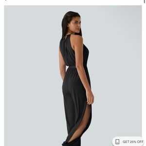 HALARA Black Sleeveless Jumpsuit with High Side Slit